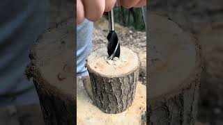 Making a Decorative Candle with a Log Piece Natural Camp Lighting [upl. by Helen]