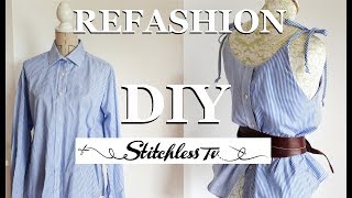 DIY Refashion mens shirt into a strappy camisole top [upl. by Dubois]