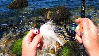 Awesome Surf Fishing on Bushy Jig  Intense Bite on the Beach [upl. by Ysabel]