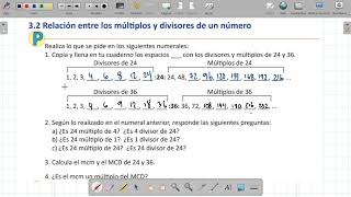 32 Relación entre los múltiplos y divisores de un número U3 [upl. by Aihsel278]