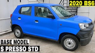 2020 MARUTI S PRESSO STD BS6  S PRESSO BASE MODEL  ON ROAD PRICE  DETAILED REVIEW IN HINDI [upl. by Mastat]