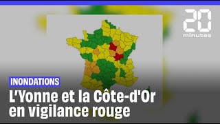 Inondations  Deux départements de Bourgogne en vigilance rouge aux crues [upl. by Emmerie]