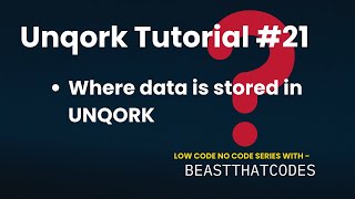 Unqork Zero to Expert  Where data is stored in UNQORK   21 [upl. by Presley]