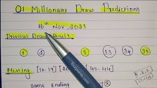 O millionaire draw predictions 16th November 2023 [upl. by Naeloj]