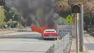 Car in Atlanta Pride Parade catches fire  Witness video [upl. by Amme]