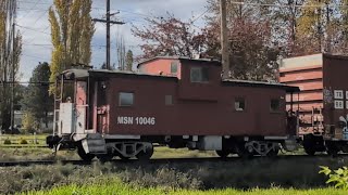 BNSF RNWE704128T and Meeker Southern nearly Sandwiches me in Puyallup Washington [upl. by Rugen]