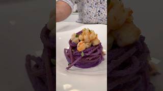 Spaghetto quadrato integrale con pesto di cavolo viola e gamberi [upl. by Ariuqahs]