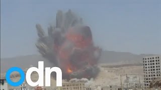 Huge explosion in Yemen Blast rocks scud missile base in the capital [upl. by Edelstein]