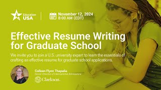 Effective Resume Writing for Graduate School [upl. by Vasili]