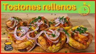 Como hacer TOSTONES de plátano verde relleno 😋 [upl. by Nonahs]