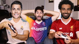 CRISTIANO RONALDO PLAYS FIFA 18 WITH MOHAMMED SALAH [upl. by Imoen]