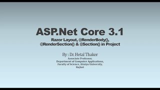 ASPNet Core 31  Razor Layout RenderBody RenderSection amp Section  In Gujarati [upl. by Enimassej]