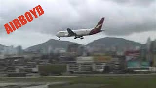 Qantas Boeing 767 landing Hong Kong Kai Tak Airport 香港 启德机场 [upl. by Novyert656]