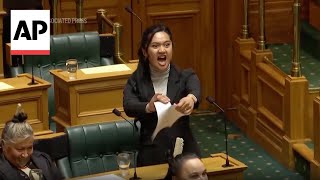 Lawmakers use haka to protest in New Zealands parliament [upl. by Lachish454]