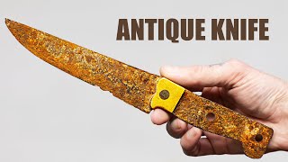 Antique Rusty Knife Restoration Knife With A Bronze Guard [upl. by Brittnee]