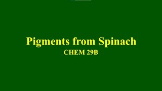 Isolation of Chlorophyll and Carotenoid Pigments from Spinach [upl. by Yelahs399]