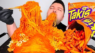 Matt Stonies 10000 Calorie EXTREMELY CHEESY Takis SPICY FIRE Noodle Challenge 907g OF CHEESE [upl. by Dickey564]