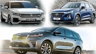 KIA SORENTO vs HYUNDAI SANTA FE vs VOLKSWAGEN TOUAREG 2019 [upl. by Elleiram500]