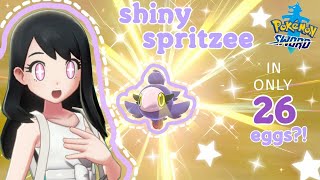 ♡ SHINY SPRITZEE in 26 eggs using Masuda Method Pokemon Sword ♡ [upl. by Aleuqahs]