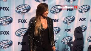 Demi Lovato All Smiles arriving at American Idol Season 13 Finale Redcarpet [upl. by Uaeb]