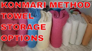 How to organize konmari method folded bath towels Bathroom Linen closet storage ideas [upl. by Ykcub]