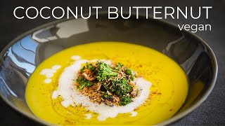 Coconut Butternut Squash Soup Recipe  Easy vegan Thanksgiving meal idea [upl. by Ayarahs]