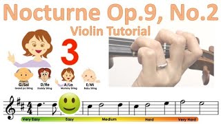 Chopin  Nocturne op9 No2 Easy version sheet music and violin tutorial [upl. by Viviana]