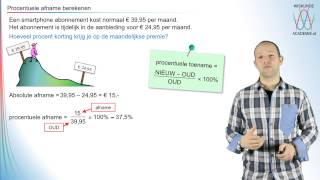Procenten  procentuele afname berekenen  WiskundeAcademie [upl. by Eladal]