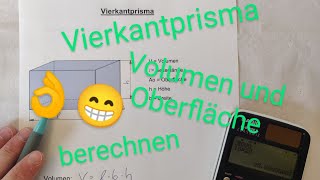 Vierkantprisma  Quader  Volumen und Oberfläche berechnen  leicht erklärt  Dave Seller [upl. by Eitnom]