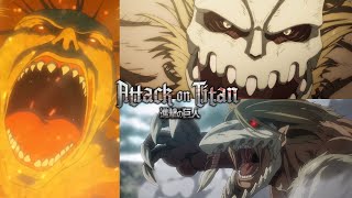 All Ymir Porco and Falco Titan Roars In Attack On Titan Season 2  Season 4 Part 2 [upl. by Bethesde]