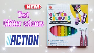 Nouveauté Action Glitter colours 12 glitter twinmarkers  loisirs créatifs [upl. by Lazos]