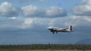 Super DC3  R4D Takeoff from Iliamna Alaska PAIL [upl. by Uhayile]