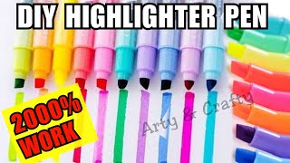 Homemade highlighter penHomemade penHow to make highlighter pen at homeDiy highlighter penDiy [upl. by Yerkovich]