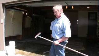 Painting a Garage Floor Part 4 Scrubbing the Floor [upl. by Teirrah]