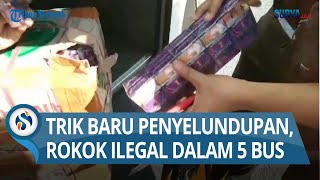 Trik Pengiriman Berubah 13 Karton Rokok Ilegal dalam 5 Bus Tujuan Luar Madura di Akses Suramadu [upl. by Onivag]