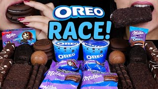 ASMR OREO DESSERT RACE MILKA OREO ALFAJOR OREO BALLS ICE CREAM CAKES WAFER ROLLS SUNDAE 먹방 [upl. by Aridan]