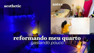 TRANSFORMEI MEU QUARTO GASTANDO POUCO  reforma pintura decoração e organização estilo pinterest [upl. by Leirrad]