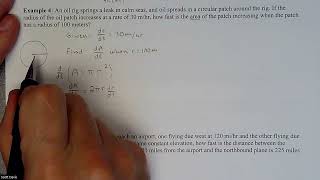 Calc 1  Related Rate – Oil Spill Expanding Circle [upl. by Algie868]