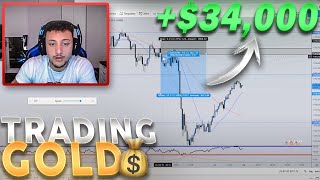 34000 Day Trading Gold HOW TO TRADE GOLD [upl. by Llebpmac]