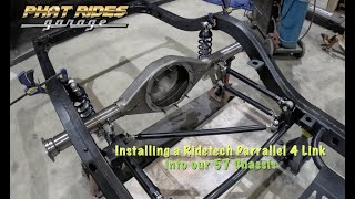 Installing a Ridetech Parallel 4 link into our 57 Chevy Chassis 4K [upl. by Ahseetal]