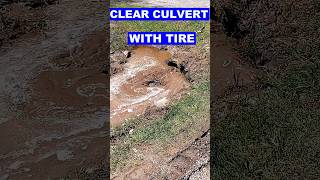 Clean 12 Inch Culvert With Lawn Mower Tire [upl. by Jeromy]