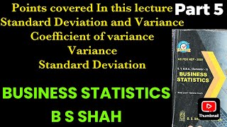 Standard Deviation and variance coefficient of variance Business statistics  BBAstatistics [upl. by Anerrol]