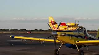 Béziers airport mass landing of 4 Canadair CL415 going to pipe line water pit [upl. by Netsruk]