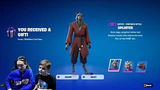 Gifting My 10 Year Old Kid NEW Fortnite SPLINTER Skin Full Gameplay High Elimination Victory WIN [upl. by Nancee]