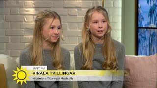 Bästa dansen i Nyhetsmorgons historia Virala tvillingarna shufflar med Jenny och Tilde  Nyhetsmorg [upl. by Morrill412]