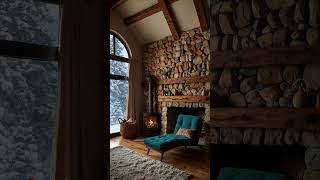 Snowy Cabin Vibes Cozy Fireplace and Lounge [upl. by Ellissa]