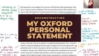 Part 5 how to write an Oxford PhD personal statement  key points to include for grad school [upl. by Dessma]