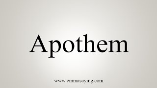 How To Say Apothem [upl. by Leak]