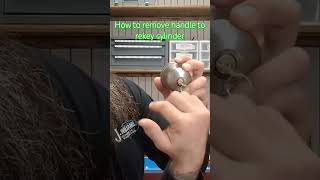 How to remove schlage handle to rekey lock cylinder locksmith rekey tutorial [upl. by Ramled]