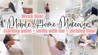 🏠 MOBILE HOME MAKEOVER WEEK ONE  Painting  UnDIY  Double Wide Fixer Upper [upl. by Regine]